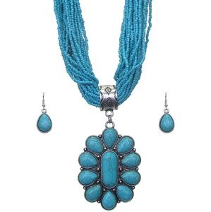 Turquoise beaded jewelry set